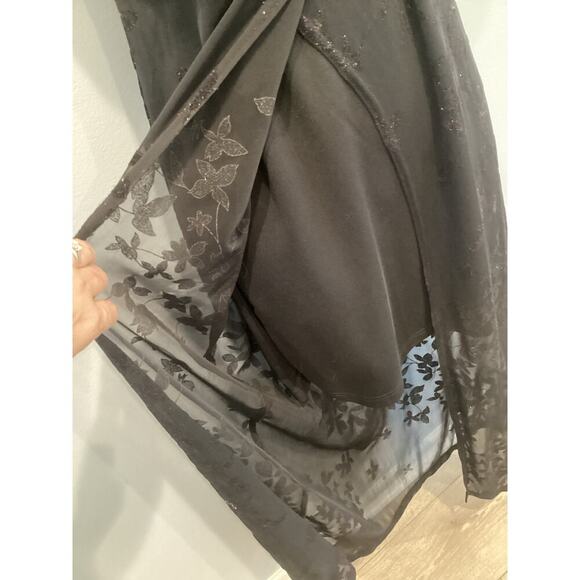 Vintage Womens Slip Dress Size Small Black Glitter Sheer Overlay Y2K HOCO Prom - Picture 7 of 8